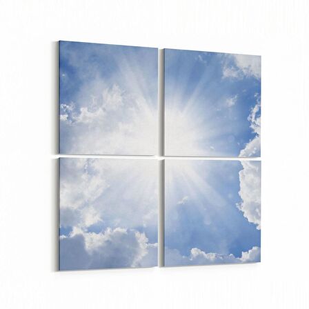 Olla 15390K4 Gökyüzü Bulut Görseli Kare 4'lü Kanvas Tablo (Ölçü: 145X145)
