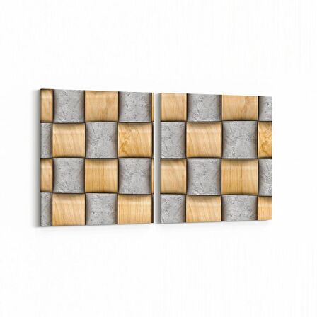 Olla 14957K2Y Geometrik Desen Görseli Kare 2'li Yatay Kanvas Tablo (Ölçü: 125X60)
