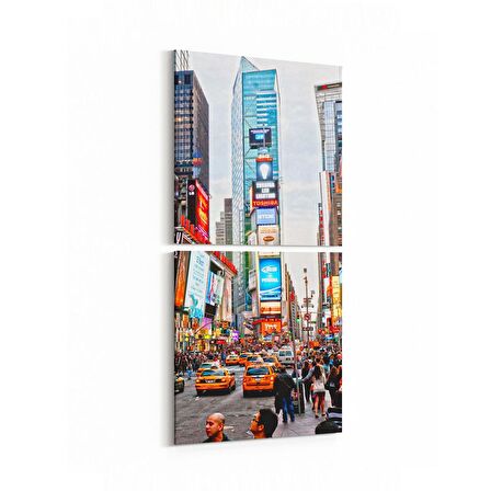 Olla 19015KD Yapı Görseli Kare 2'li Dikey Kanvas Tablo (Ölçü: 30X65)
