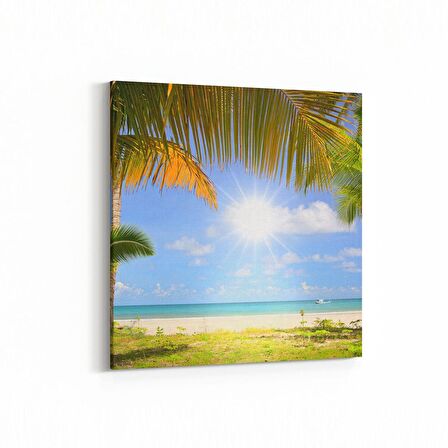 Olla 16555K Kumsal / Sahil Görseli Kare Kanvas Tablo (Ölçü: 25X25)