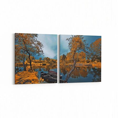 Olla 13192K2Y Doğa / Manzara Görseli Kare 2'li Yatay Kanvas Tablo (Ölçü: 125X60)