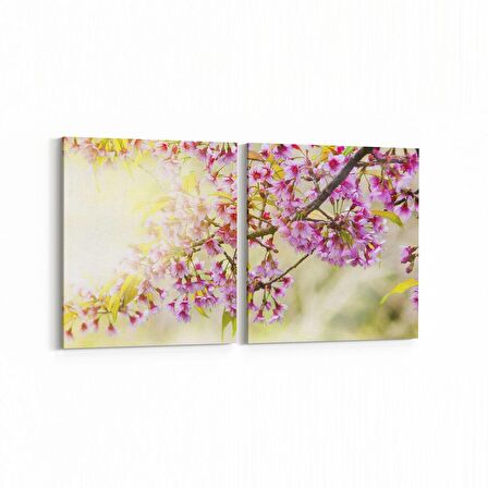 Olla 10551K2Y Ağaç Görseli Kare 2'li Yatay Kanvas Tablo (Ölçü: 125X60)