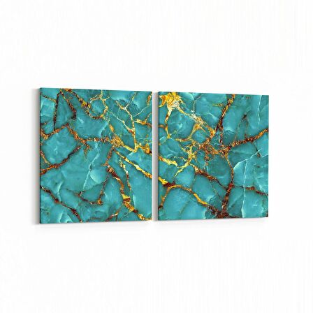 Olla 16684K2Y Mermer Desen Görsel Kare 2'li Yatay Kanvas Tablo (Ölçü: 125X60)