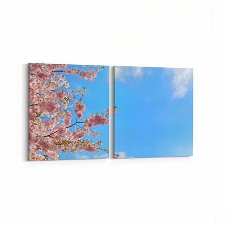 Olla 10767K2Y Ağaç Görseli Kare 2'li Yatay Kanvas Tablo (Ölçü: 85X40)