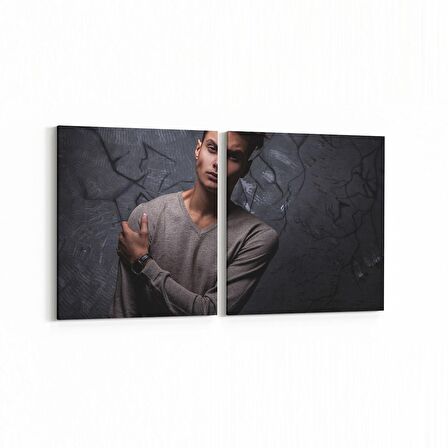 Olla 16770K2Y Model / Manken Görseli 2'li Yatay Kanvas Tablo (Ölçü: 125X60)
