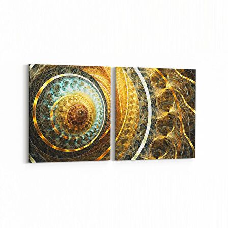 Olla 10206K2Y Abstract Görsel Kare 2'li Yatay Kanvas Tablo (Ölçü: 85X40)