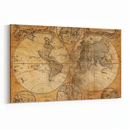 Olla 16219Y Harita Görseli Yatay Kanvas Tablo (Ölçü: 120X80)