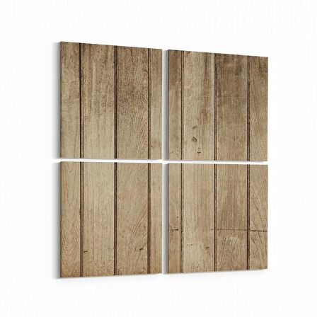 Olla 11978K4 Ahşap Desen Görseli Kare 4'lü Kanvas Tablo (Ölçü: 145X145)