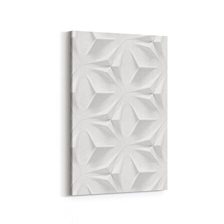 Olla 10459D Beyaz Kabartma Görseli Dikey Kanvas Tablo (Ölçü: 60X90)