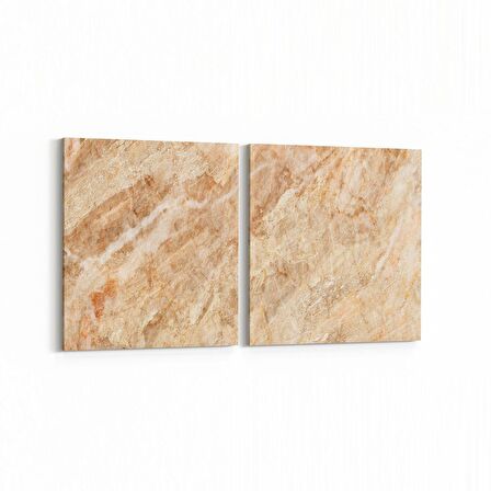 Olla 16720K2Y Mermer Desen Görsel Kare 2'li Yatay Kanvas Tablo (Ölçü: 85X40)