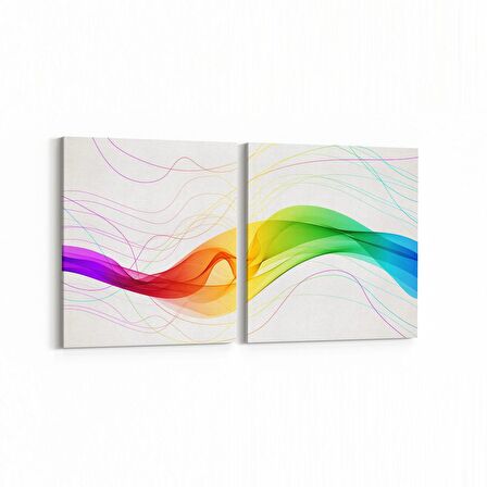 Olla 10065K2Y Abstract Görsel Kare 2'li Yatay Kanvas Tablo (Ölçü: 85X40)