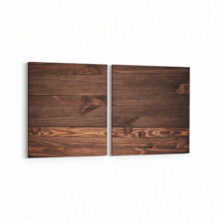 Olla 11980K2Y Ahşap Desen Görseli Kare 2'li Yatay Kanvas Tablo (Ölçü: 145X70)