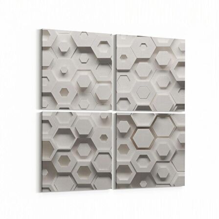 Olla 14945K4 Geometrik Desen Görseli Kare 4'lü Kanvas Tablo (Ölçü: 125X125)