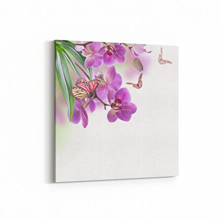 Olla 11696K Orkide Çiçek Görseli Kare Kanvas Tablo (Ölçü: 30X30)