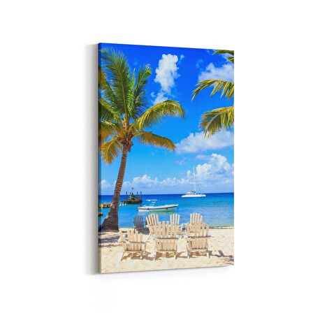 Olla 16473D Kumsal / Sahil Görseli Dikey Kanvas Tablo (Ölçü: 60X90)