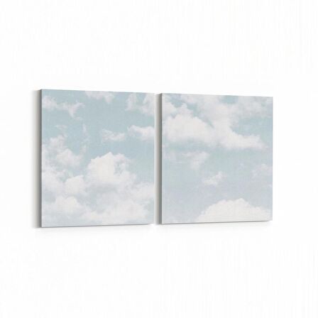 Olla 15415K2Y Gökyüzü Bulut Görseli Kare 2'li Yatay Kanvas Tablo (Ölçü: 145X70)