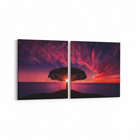 Olla 14137K2Y Doğa / Manzara Görseli Kare 2'li Yatay Kanvas Tablo (Ölçü: 105X50)