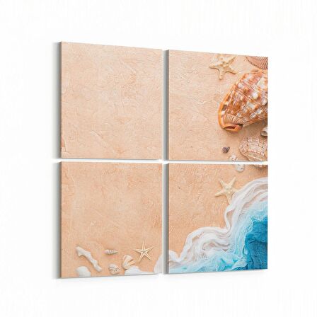 Olla 16370K4 Kumsal / Sahil Görseli Kare 4'lü Kanvas Tablo (Ölçü: 105X105)