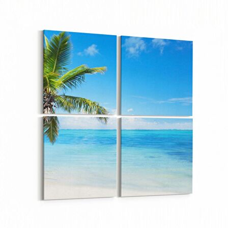 Olla 16629K4 Kumsal / Sahil Görseli Kare 4'lü Kanvas Tablo (Ölçü: 125X125)