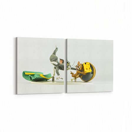 Olla 12764K2Y Çocuk Odası Görseli 2'li Yatay Kanvas Tablo (Ölçü: 85X40)