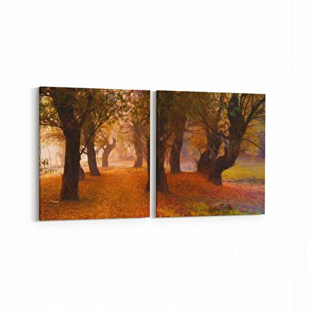 Olla 14584K2Y Doğa / Manzara Görseli Kare 2'li Yatay Kanvas Tablo (Ölçü: 105X50)