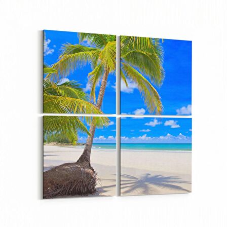 Olla 16496K4 Kumsal / Sahil Görseli Kare 4'lü Kanvas Tablo (Ölçü: 125X125)