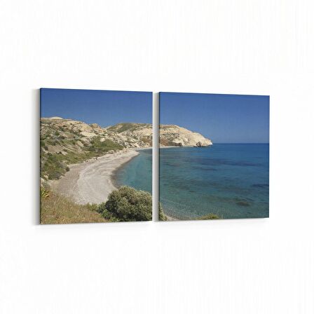 Olla 16508K2Y Kumsal / Sahil Görseli Kare 2'li Yatay Kanvas Tablo (Ölçü: 145X70)