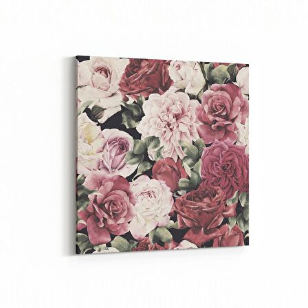 Olla 11624K Çiçek Görseli Kare Kanvas Tablo (Ölçü: 25X25)
