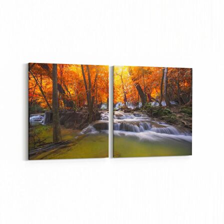Olla 13797K2Y Doğa / Manzara Görseli Kare 2'li Yatay Kanvas Tablo (Ölçü: 65X30)