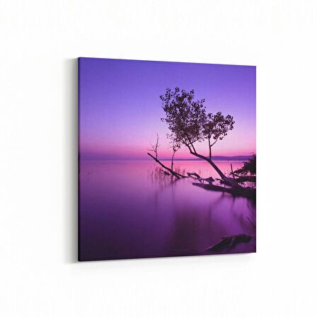 Olla 16084K Günbatımı Görseli Kare Kanvas Tablo (Ölçü: 60X60)