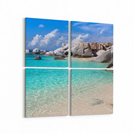 Olla 16561K4 Kumsal / Sahil Görseli Kare 4'lü Kanvas Tablo (Ölçü: 105X105)