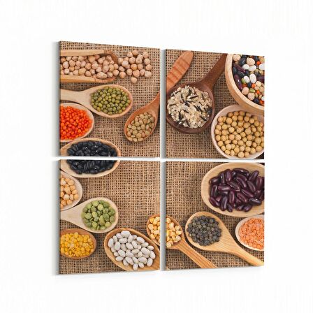 Olla 15035K4 Gıda Görseli Kare 4'lü Kanvas Tablo (Ölçü: 125X125)