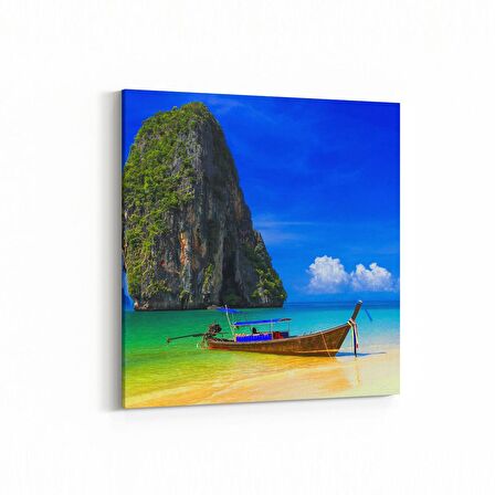 Olla 16376K Kumsal / Sahil Görseli Kare Kanvas Tablo (Ölçü: 100X100)