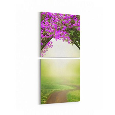 Olla 14238K2D Doğa / Manzara Görseli Kare 2'li Dikey Kanvas Tablo (Ölçü: 30X65)