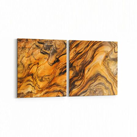 Olla 16651K2Y Mermer Desen Görsel Kare 2'li Yatay Kanvas Tablo (Ölçü: 125X60)