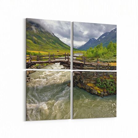 Olla 13519K4 Doğa / Manzara Görseli Kare 4'lü Kanvas Tablo (Ölçü: 145X145)