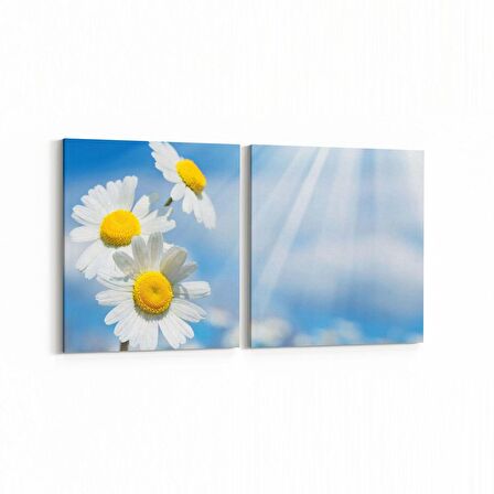 Olla 10724K2Y Ağaç Görseli Kare 2'li Yatay Kanvas Tablo (Ölçü: 65X30)