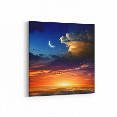 Olla 14729K Gece Gökyüzü Görseli Kare Kanvas Tablo (Ölçü: 25X25)