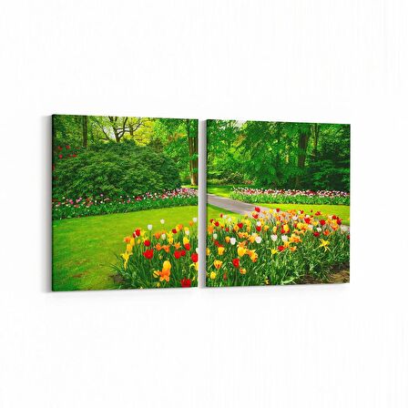 Olla 13668K2Y Doğa / Manzara Görseli Kare 2'li Yatay Kanvas Tablo (Ölçü: 85X40)