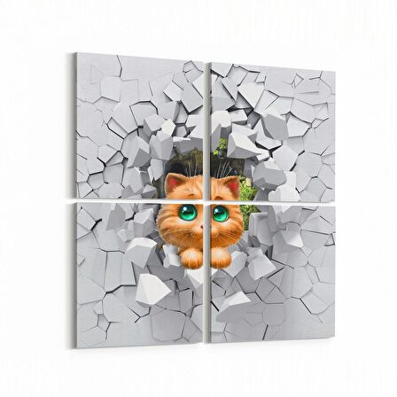 Olla 12724K4 Çocuk Odası Görseli 4'lü Kanvas Tablo (Ölçü: 145X145)