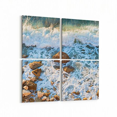 Olla 12949K4 Deniz / Okyanus Görseli Kare 4'lü Kanvas Tablo (Ölçü: 65X65)