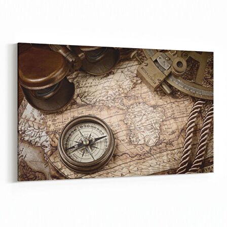 Olla 16165Y Harita Görseli Yatay Kanvas Tablo (Ölçü: 90X60)