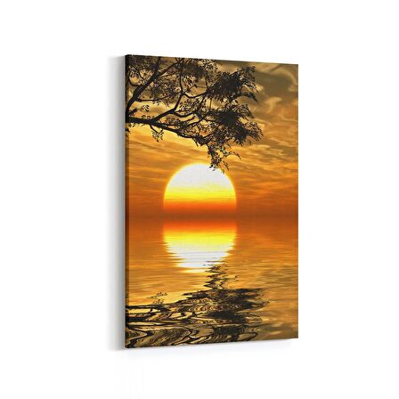 Olla 15968D Günbatımı Görseli Dikey Kanvas Tablo (Ölçü: 60X90)