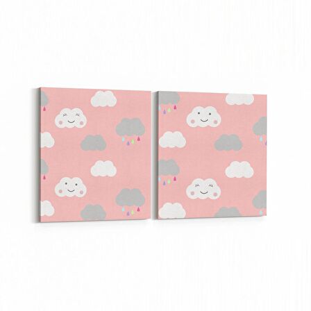 Olla 12707K2Y Çocuk Odası Görseli 2'li Yatay Kanvas Tablo (Ölçü: 65X30)