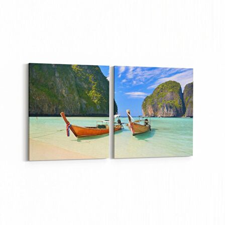 Olla 13874K2Y Doğa / Manzara Görseli Kare 2'li Yatay Kanvas Tablo (Ölçü: 105X50)