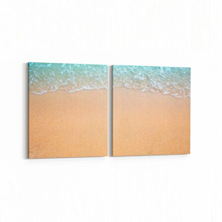 Olla 16412K2Y Kumsal / Sahil Görseli Kare 2'li Yatay Kanvas Tablo (Ölçü: 105X50)