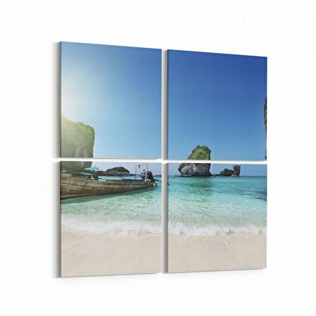 Olla 16432K4 Kumsal / Sahil Görseli Kare 4'lü Kanvas Tablo (Ölçü: 125X125)