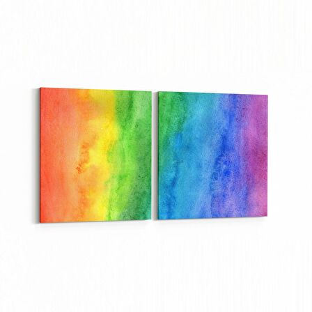Olla 10393K2Y Abstract Görsel Kare 2'li Yatay Kanvas Tablo (Ölçü: 105X50)