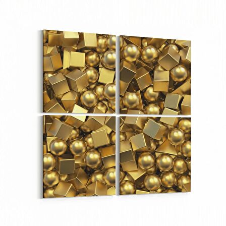 Olla 10019K4 Abstract 3 Boyut Görsel Kare 4'lü Kanvas Tablo (Ölçü: 105X105)