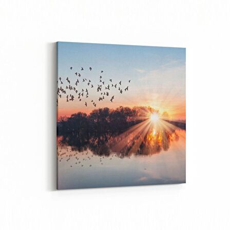 Olla 16012K Günbatımı Görseli Kare Kanvas Tablo (Ölçü: 25X25)